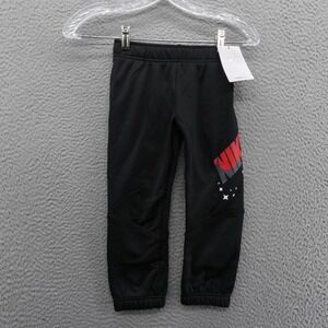 Nike Boys Therma Fit Sweatpants Size‎ 4 Black Red Logo Joggers Kids NWT